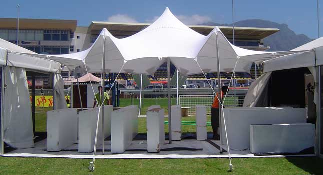 White stretch tent attached to marquees at the 2009 J&B Met