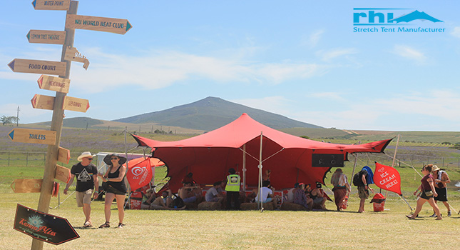 Red festival stretch tent