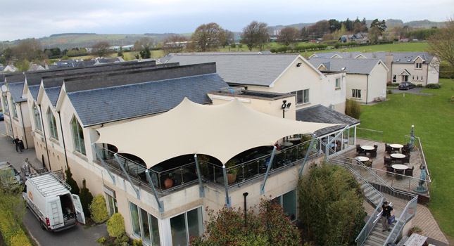 Custom roof deck cover for the Avon Ri Hotel in Blessington