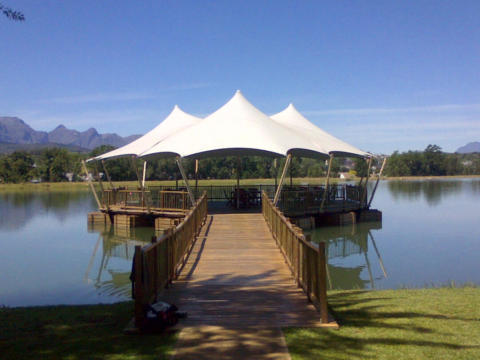 1 CUSTOM STRETCH TENT OVER FLOATING JETTY GREY